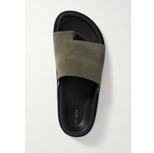 ST. AGNI Luxury Brand Women's Shoes Size 38 (US 8-9) LOE SUEDE SLIDES in Olive